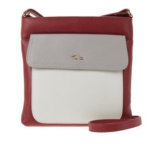Tula England Colorblock Leather Zip-Top Crossbody Bag